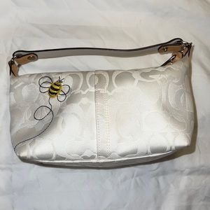 Coach white mini bag with bumblebee
